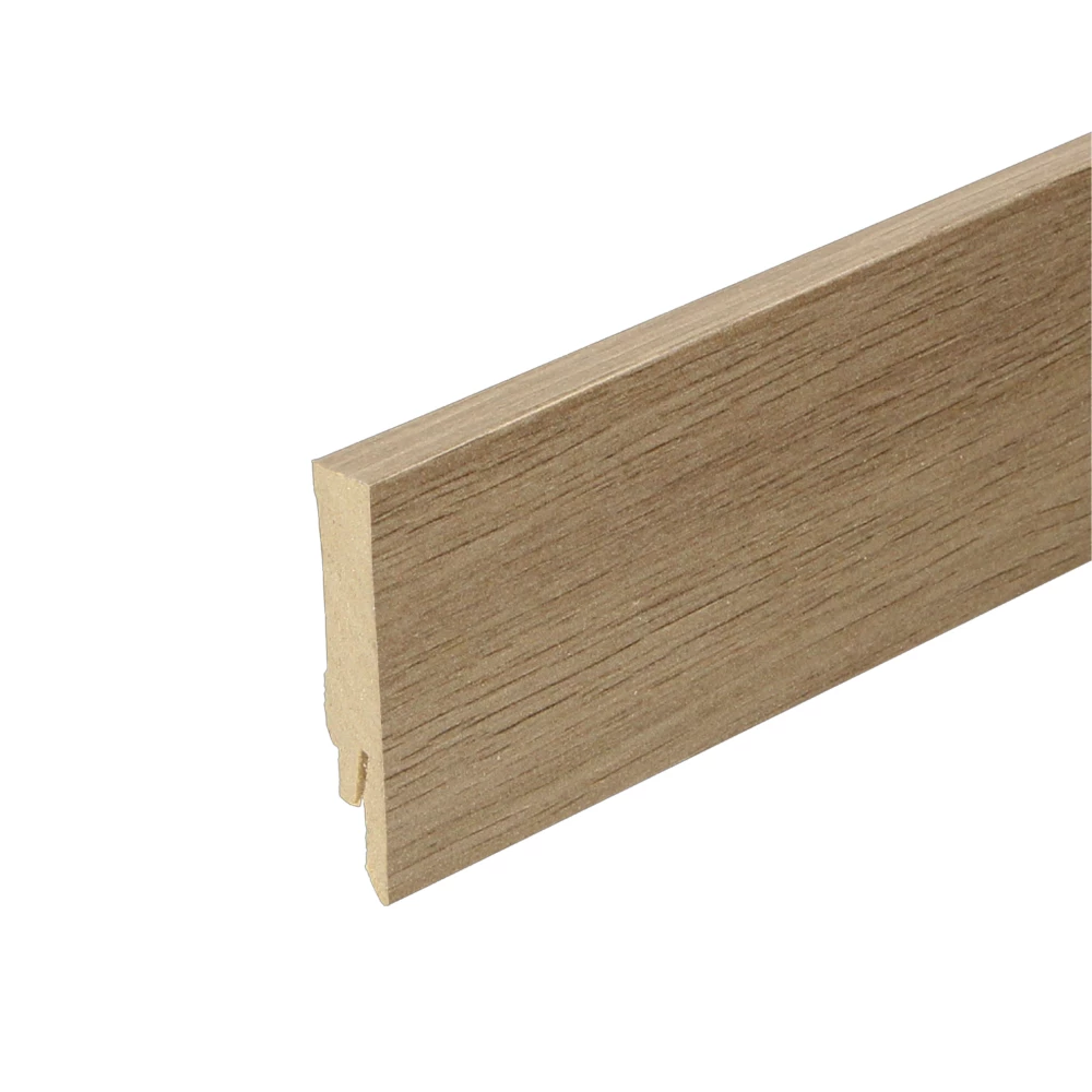 Huismerk Rechte Folieplint Warm Medium Oak 70x14mm - Plinten