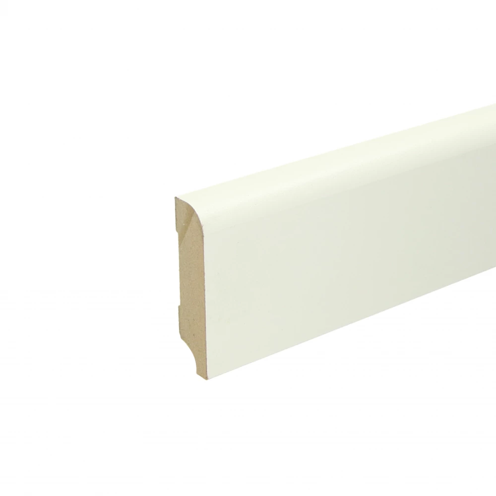Koloniale Voorgelakte Plint RAL9010 Zuiver Wit 76x18mm - Plinten