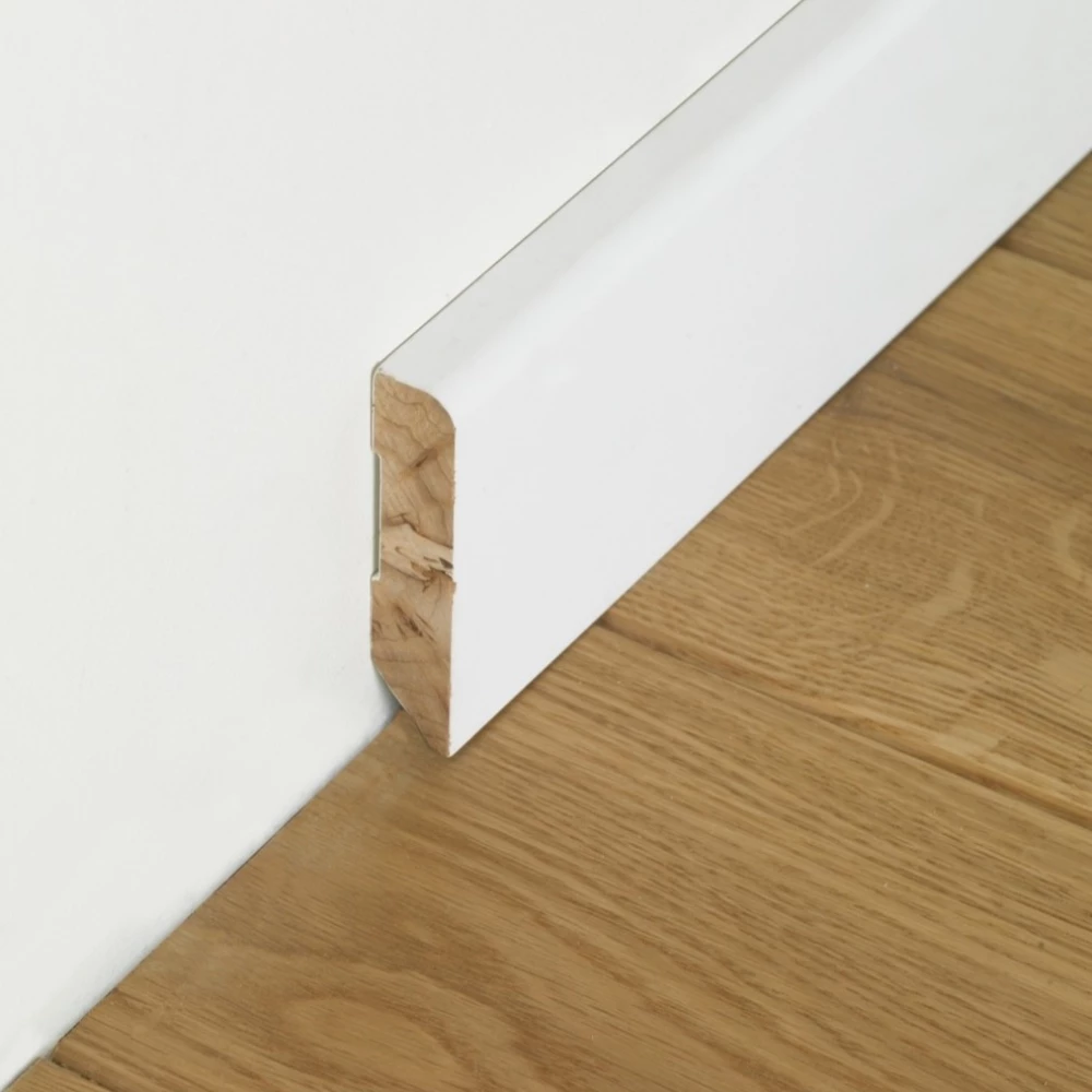 Lalegno Wit Overschilderbare Massieve Plint Opgerond 80mm - Plinten