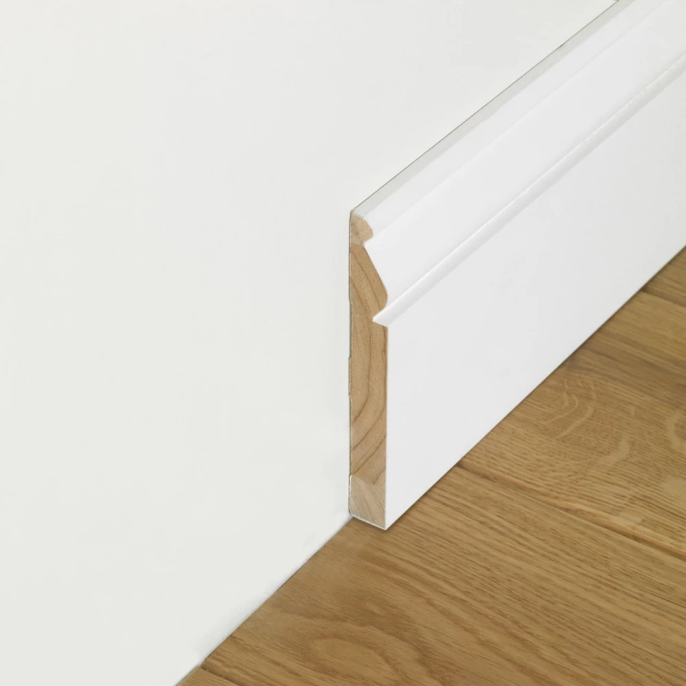 Lalegno Wit Overschilderbare Massieve Plint Engels 120mm - Plinten