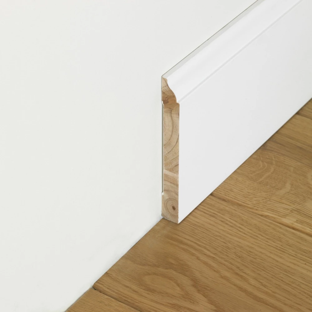 Lalegno Wit Overschilderbare Massieve Plint Frans 120mm - Plinten