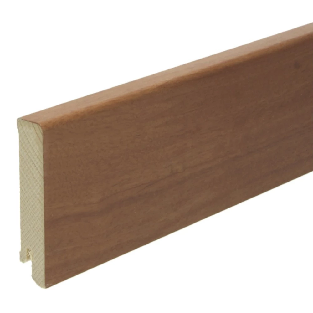 Moderne Rechte Fineerplint Afzelia Gelakt 60x16mm - Plinten