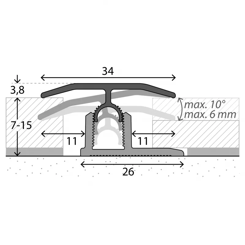 Prinz Profi-Tec Master Overgangsprofiel Vlak Edelstaal Mat 1.00lm - Profielen