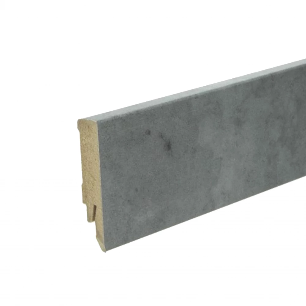 Rechte Folieplint Beton Grijs 70x14mm - Plinten