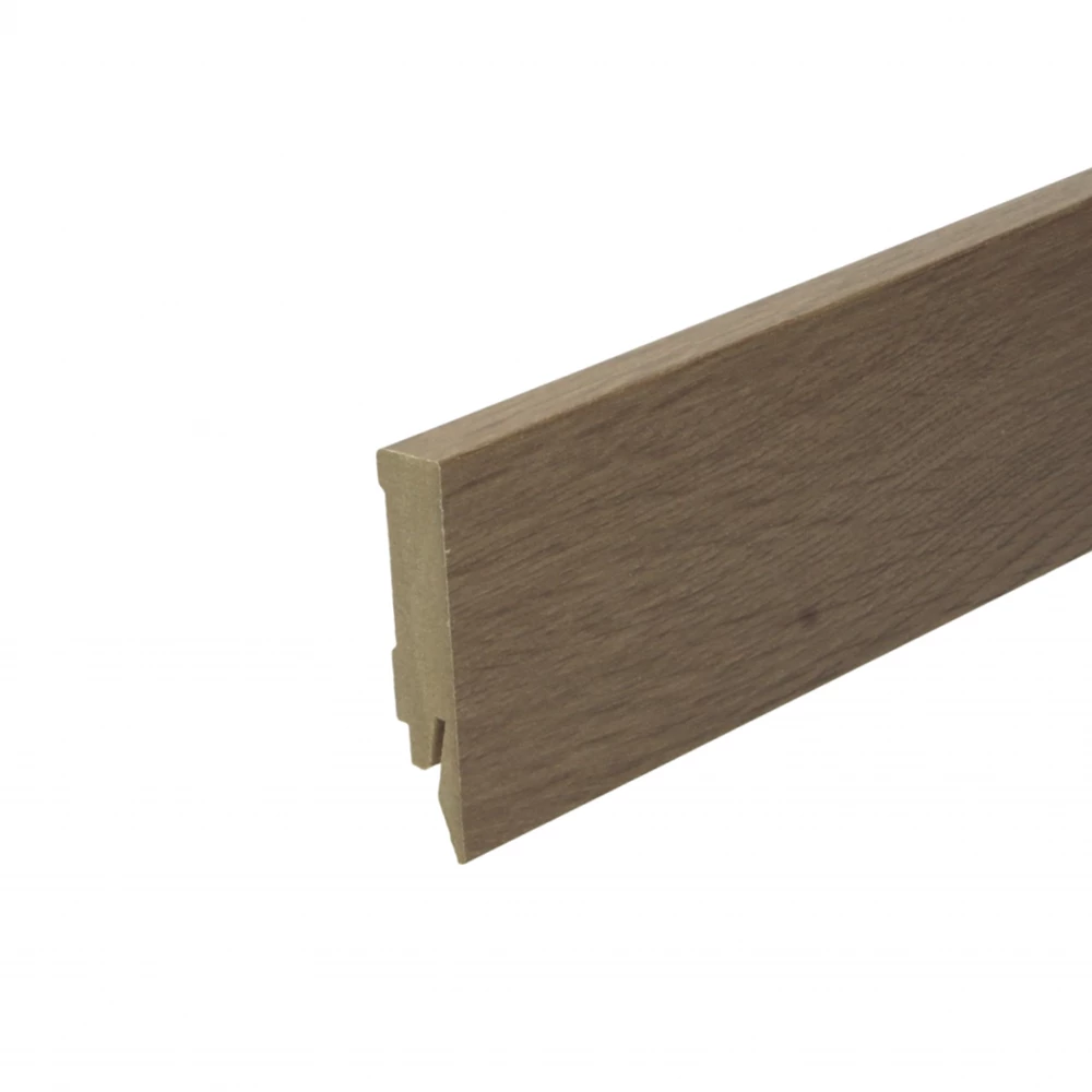 Rechte Folieplint Eiken Gerookt 70x14mm - Plinten