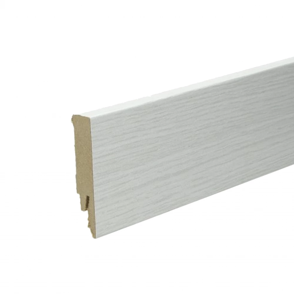 Rechte Folieplint Eiken Katoenwit 70x14mm - Plinten