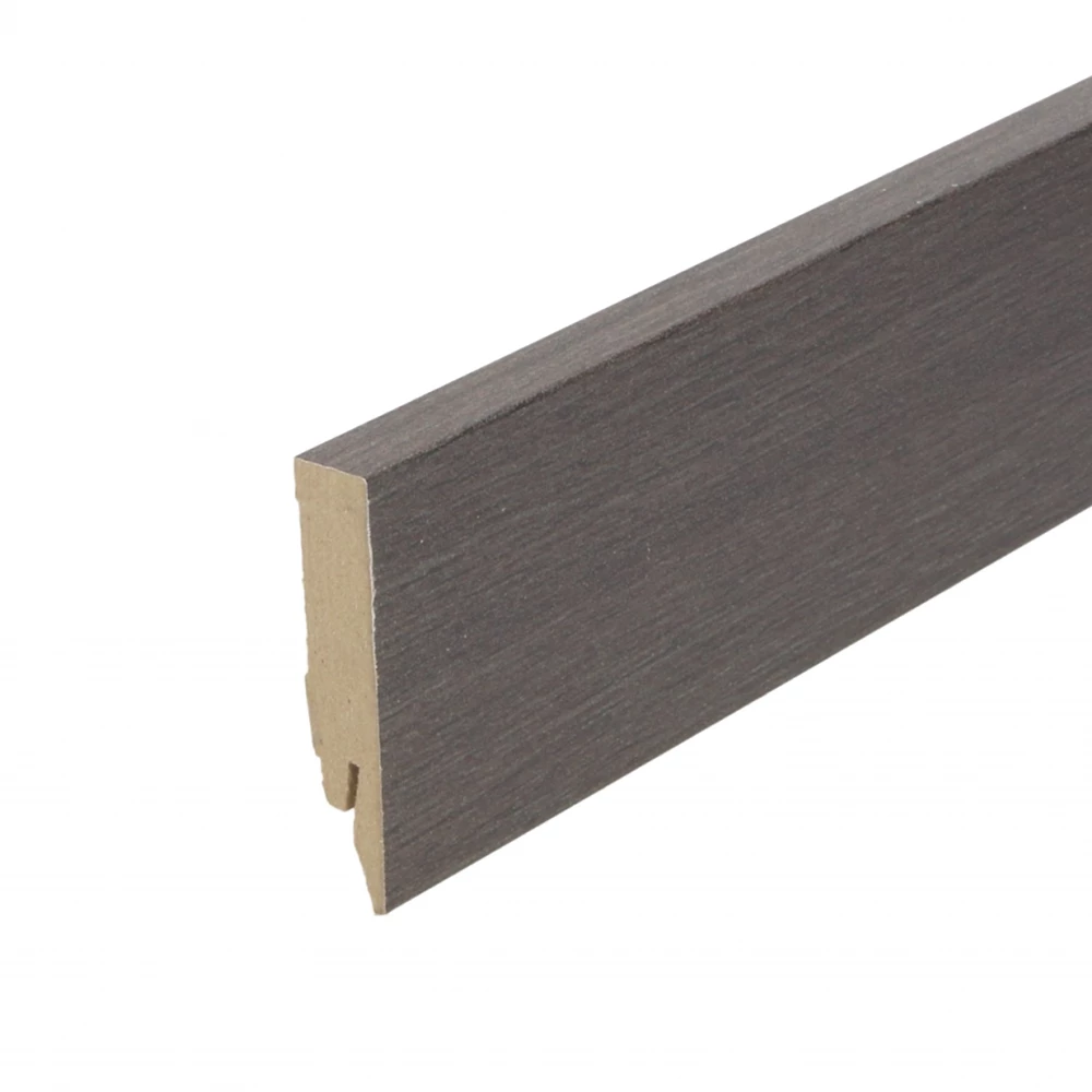Rechte Folieplint Franse Eik Grijsvernist 70x14mm - Plinten