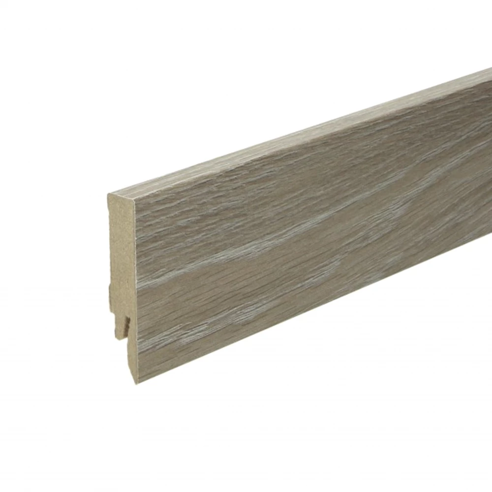 Rechte Folieplint Verouderd Eiken Bruin 70x14mm - Plinten