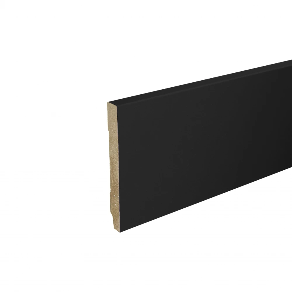 Rechte Folieplint Zwart 120x15mm - Plinten
