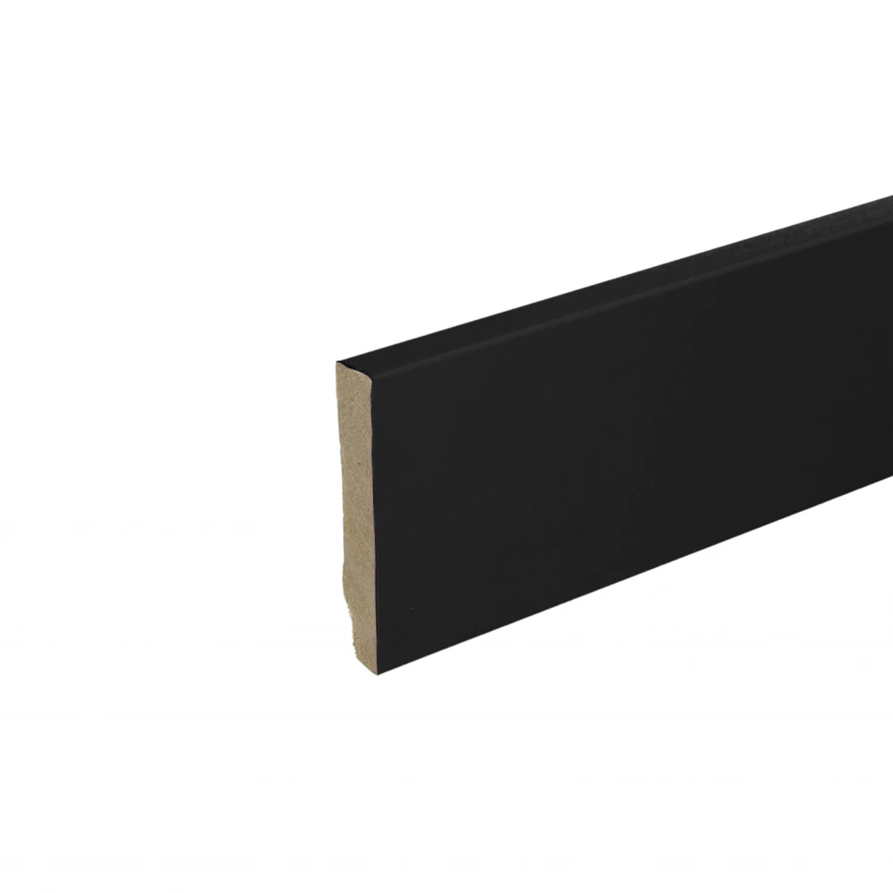Rechte Folieplint Zwart 70x12mm - Plinten