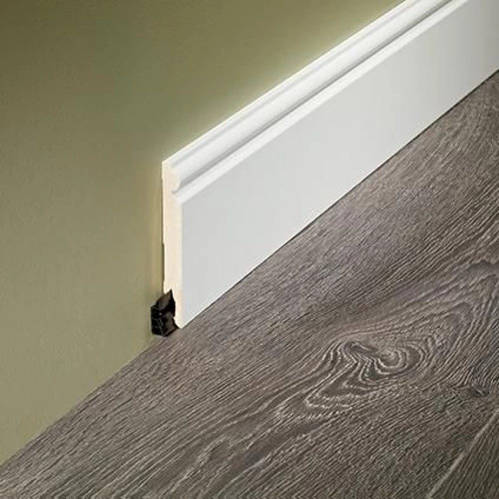 Woodselexion Wit Overschilderbare Plint Engels 120mm - Plinten